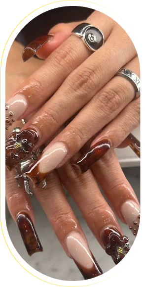 Nail acrylic manicure with art
