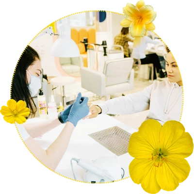 Woman having nail polish in salon