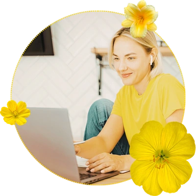 Woman typing on her laptop